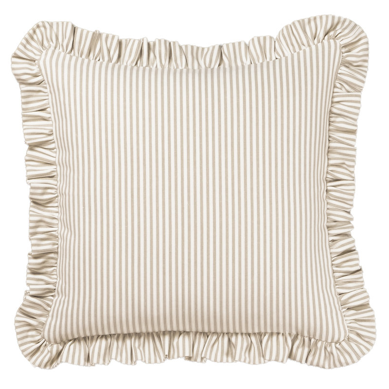 Birch Lane Polo Stripe Ruffled Accent Pillow, Polyester, Tan