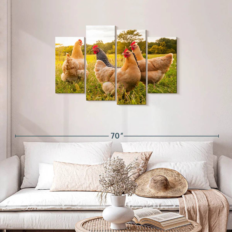 Brampt Chickens Looking For Food, 27" H x 43" W