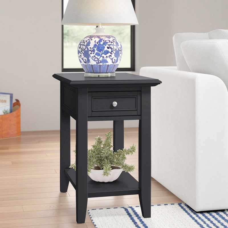 End Table with Power Outlet, Vulcan Black