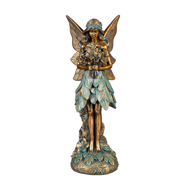 Statue fée brillante en résine, H 14 po
