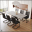 Ensemble de table de salle à manger extensible pour 6 à 8 personnes, chaises rembourrées en forme de C, grande surface, pieds en métal, design moderne-1378803148-1378803136-1378803149