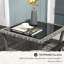 Table d'extérieur en verre trempé gris, tablette de rangement, cadre en aluminium à 2 extrémités carrées