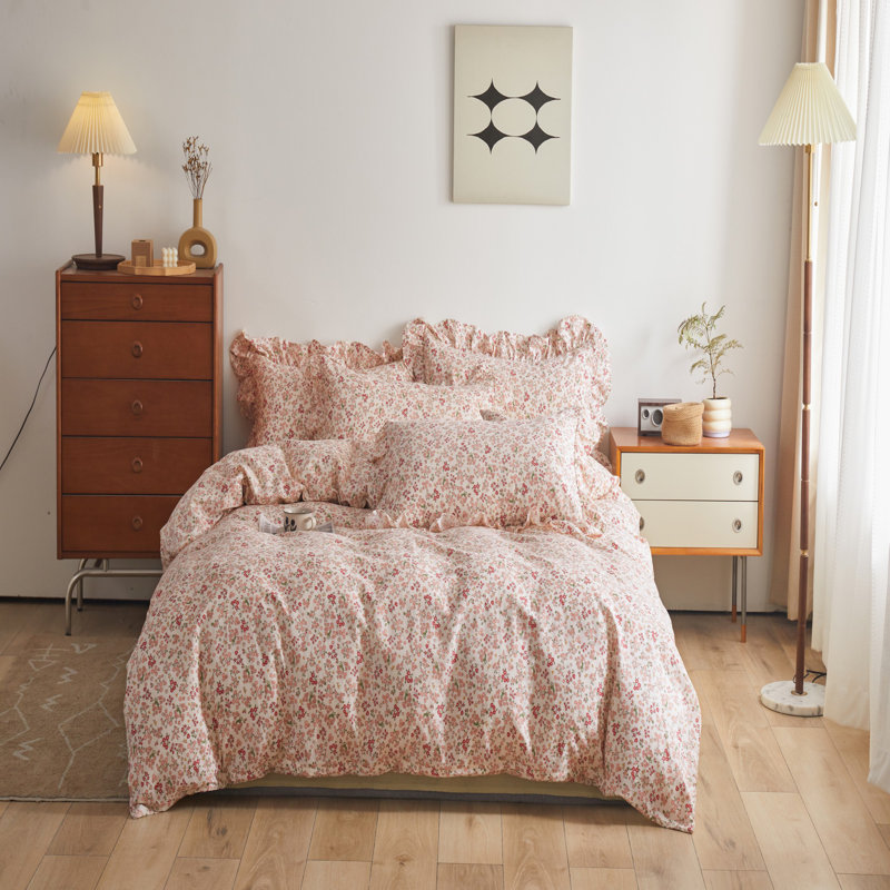 Microfiber Floral Print Comforter Set, Twin XL Comforter + 2 Pillowcases
