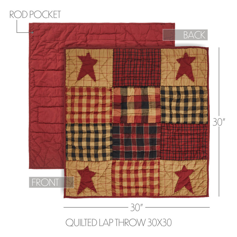 Burgundy and Beige Cotton Quilted Lap Throw 30x30