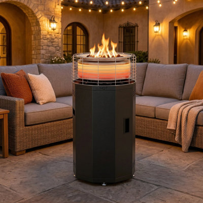 Chauffe-terrasse d'extérieur, foyer d'extérieur au propane sans fumée 2 en 1 pour cour, jardin, terrasse, fête