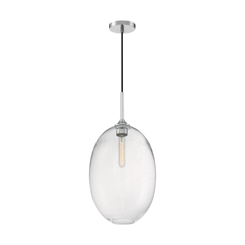 Luminaire suspendu à 1 lumière Paule, Nickel poli, H 23,25 po x l 11,63po x P 11,63 po