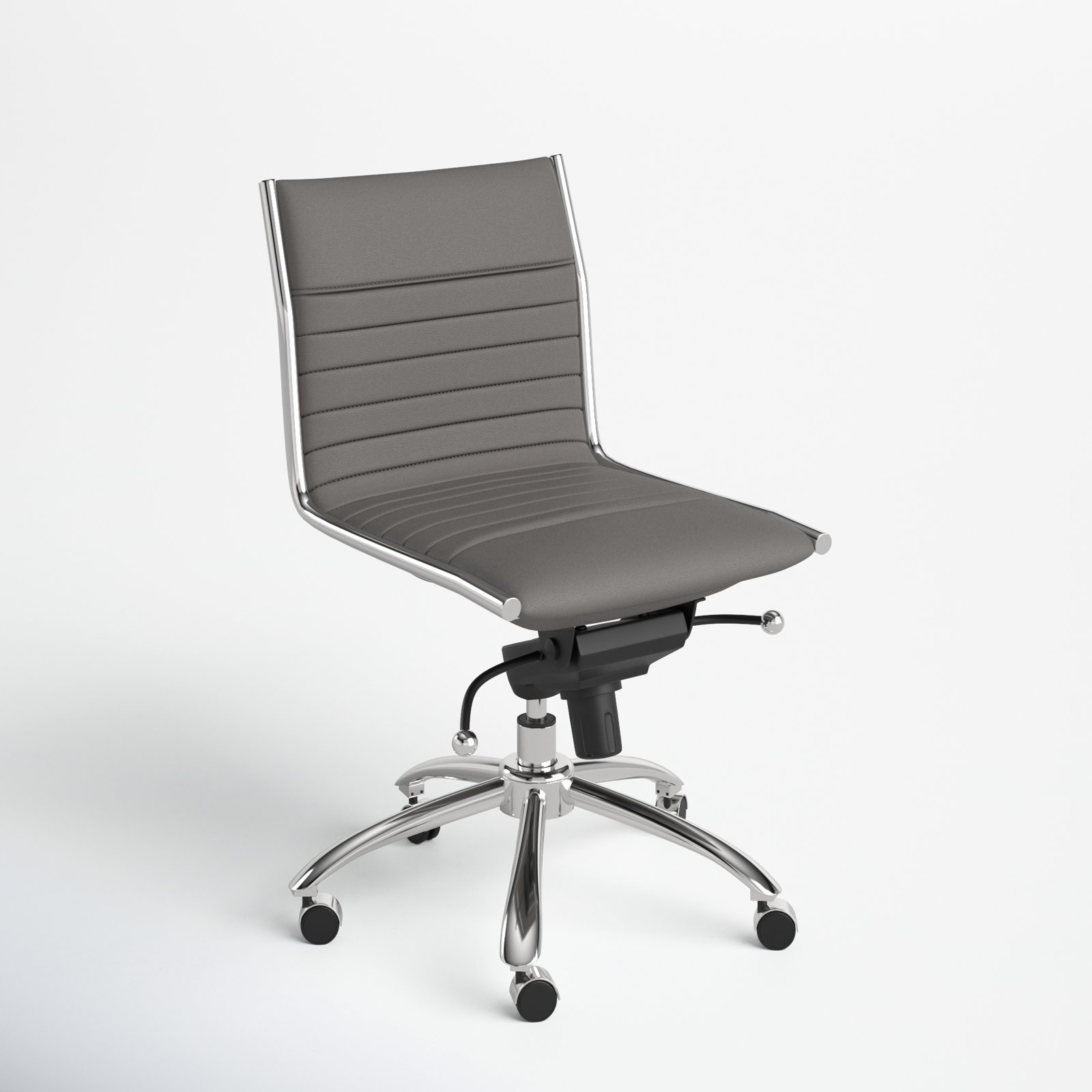 Naida Faux Leather Swivel Task Chair, Gray Faux Leather, No