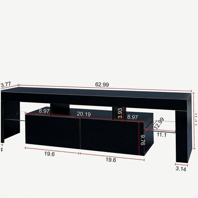 Modern black TV stand, 20-color LED TV remote control light