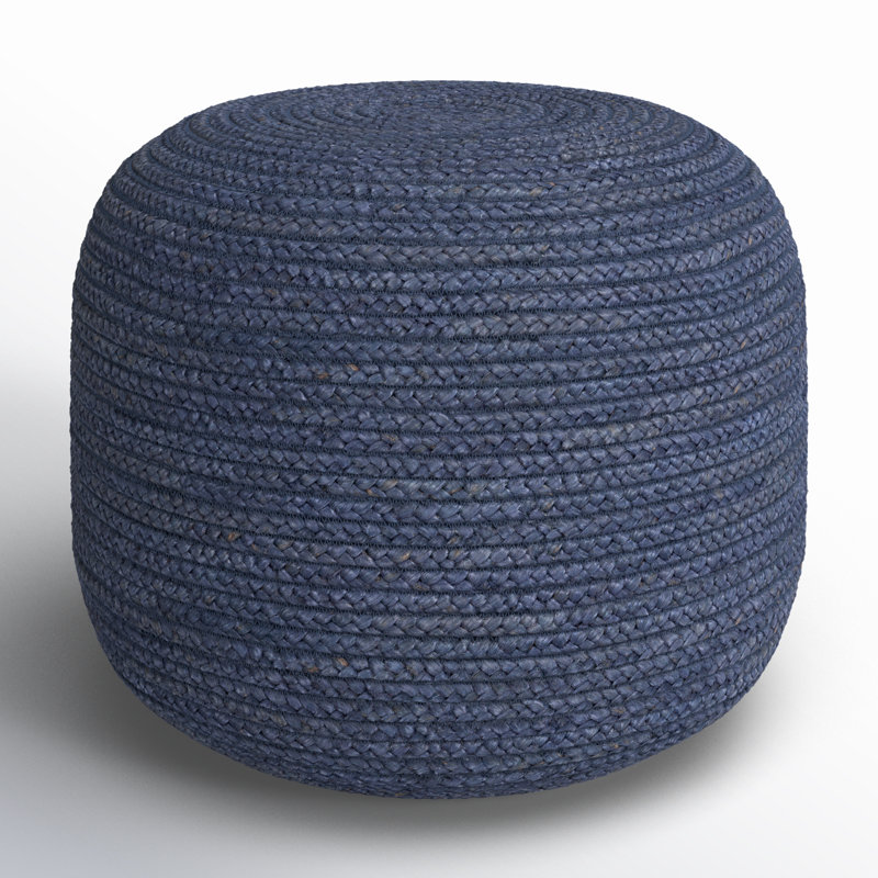 Rodriguez Upholstered Pouf, Dark Blue