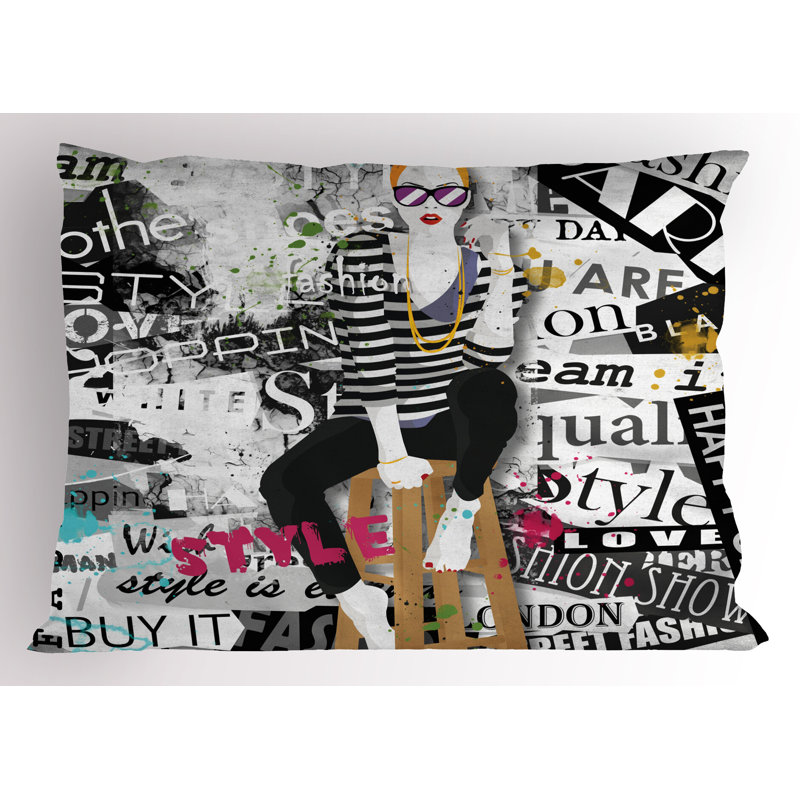 Ensemble de 2 taies décoratives Ambesonne Fashion Grunge - blanc et noir, H 20 po x l 30 po