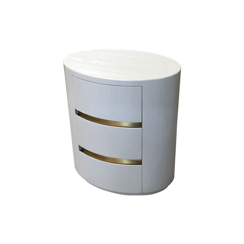 Auguster 60cm W Solid Wood Bedside Table, Light Grey