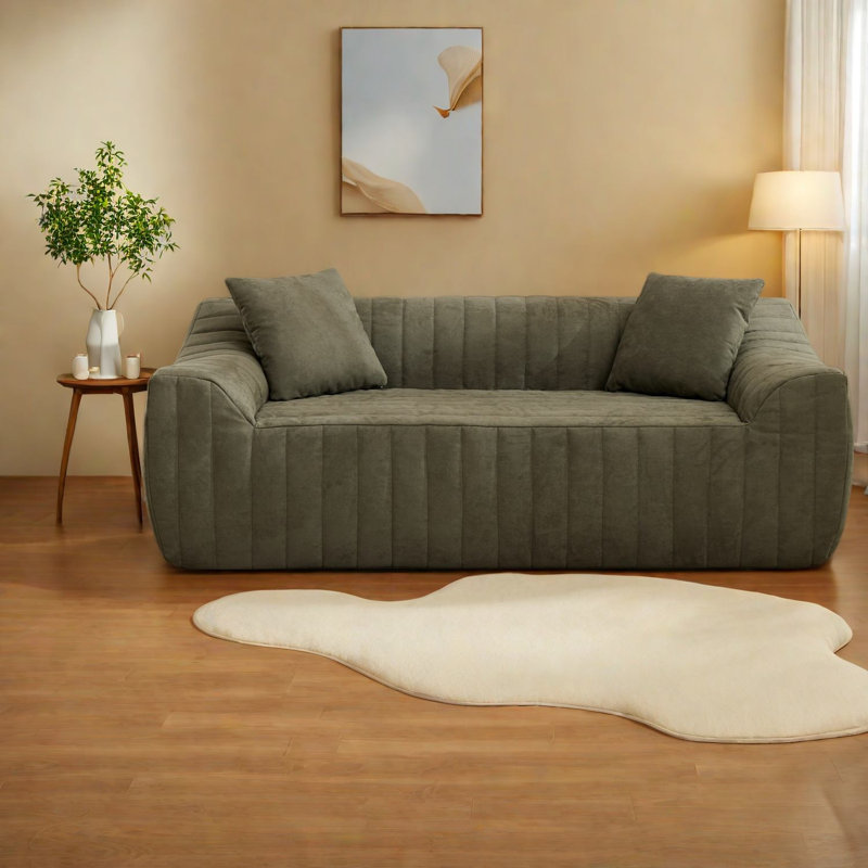 Canapés de compression surdimensionnés, causeuse compacte moderne en similicuir vert pour la maison, Vert