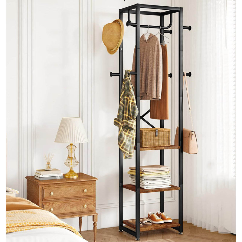 Freestanding 8 - Hook Coat Rack, Rustic Brown