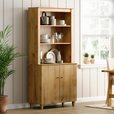 71" Tall Pantry Cabinet With Doors, Modern Farmhouse 5-Tier Kitchen Shelf With Adjustable Shelves For Dining Room