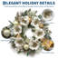 Couronne de Noël réaliste de 61 cm (24 pouces) en amaryllis avec lumières DEL et ornements électroplaqués