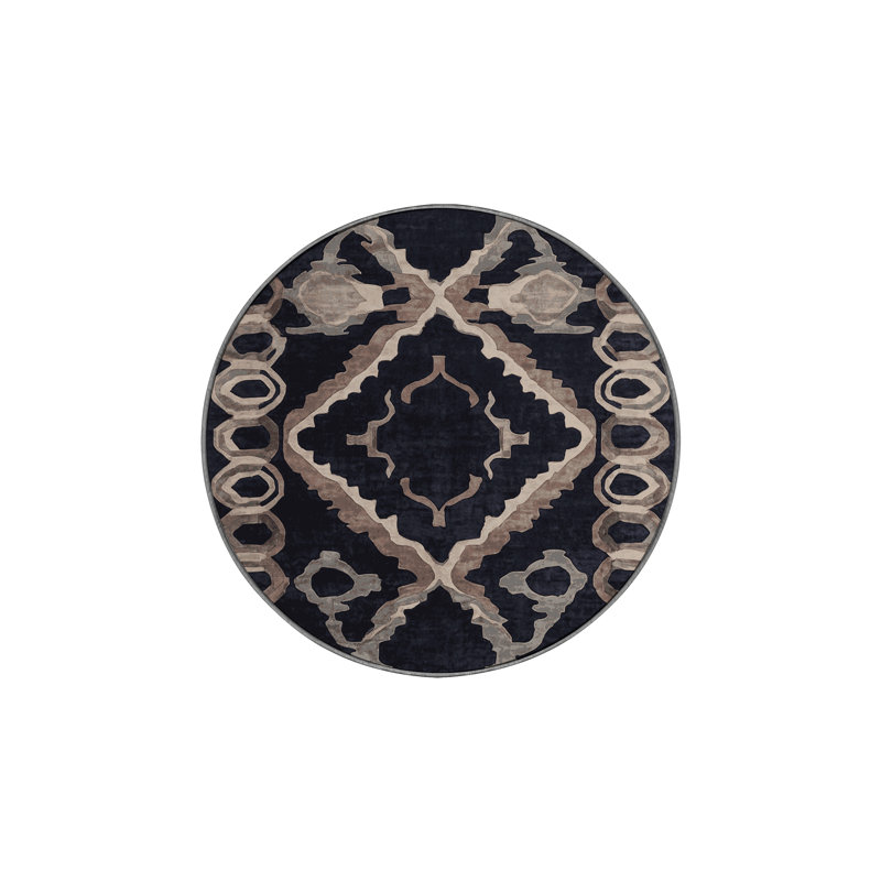 Tapis gris lavable à la machine, Rond 6 pi