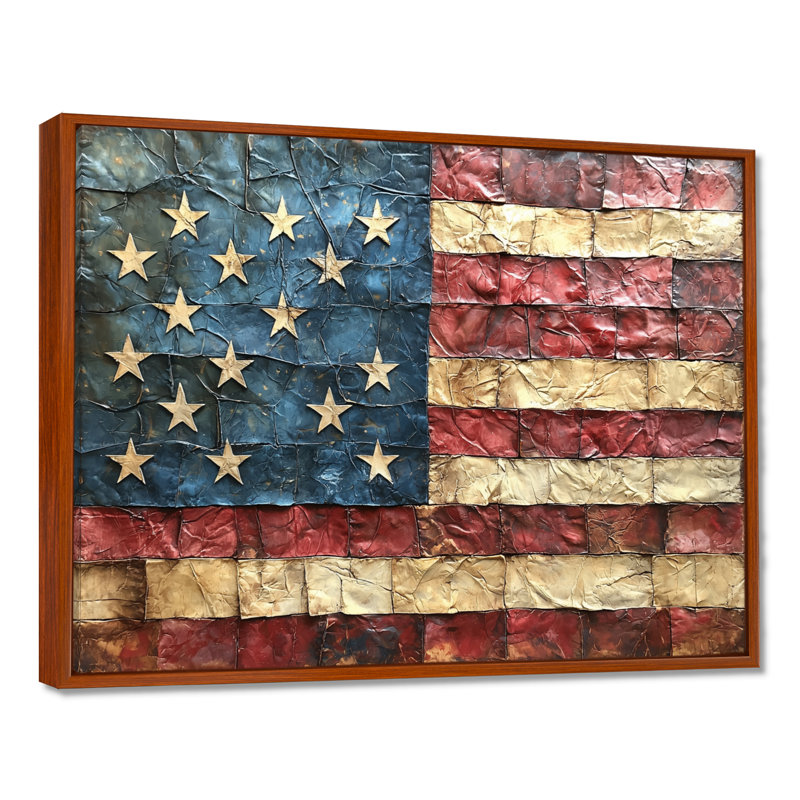 Declaration of Independence American Flag I - drapeau, art mural pour le salon, H 24 po x l 32 po, Brun