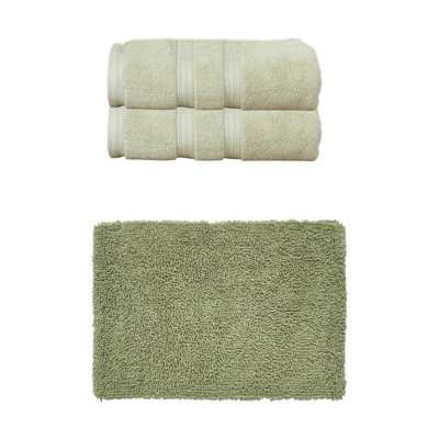 Ensemble de serviettes de bain 8 pièces et 1 tapis de bain 100 pièces en coton doux (ensemble de 9) Fantasia, bleu