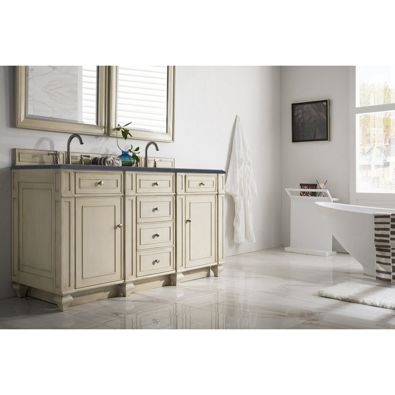 Bristol 60'' W Double Vanity, Saddle Brown, Charcoal Soapstone, 8" Widespread