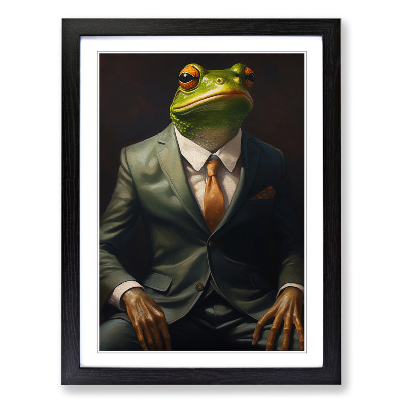 Frog in a Suit Painting No.2 - Framed Print, Black Framed, 64cm H x 46cm W