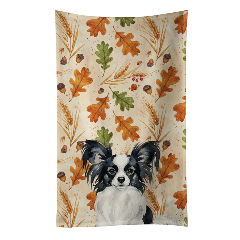 Serviette de cuisine tricolore Sheltie, Épagneul nain continental papillon noir et blanc