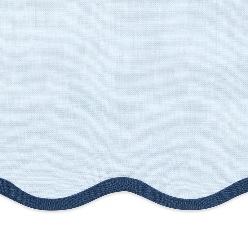Scallop Edge 4 Piece Napkin Set, Ice Blue/Navy