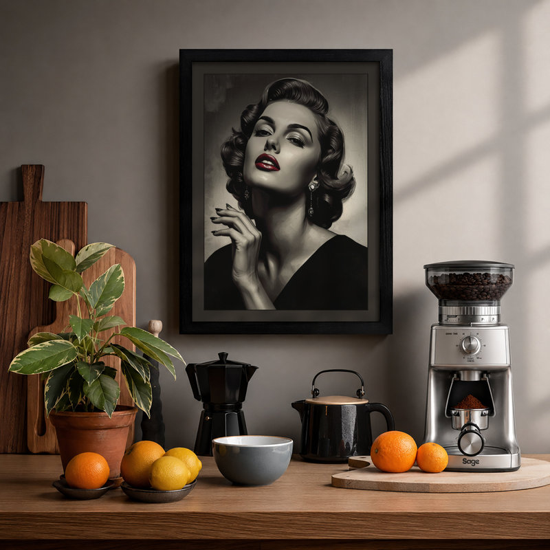 Glamour Portrait Vintage - Print, A1 - 84.1 x 59.4 cm, Black