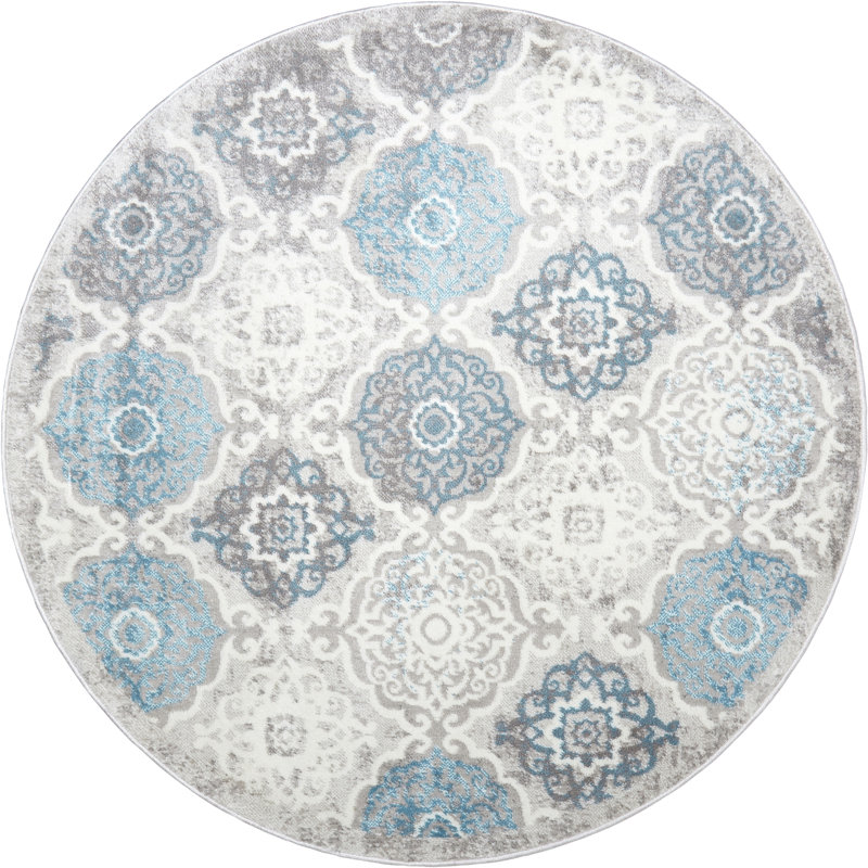 Kallie Performance Geometric Indoor Rug, Round 5'2"