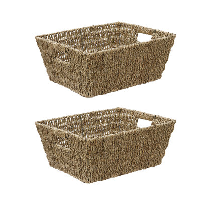 JVL SEAGRASS ON POWDER COATED IRON FRAME Decorative Basket