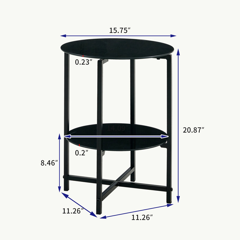 Douwine Glass Top Nesting Tables, Black