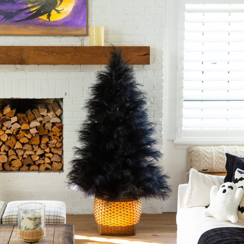 Arbre de Noël artificiel rétro argenté avec 45 mini boules décoratives rouges et base en bois, H 6 po x l 40 po x P 24 po