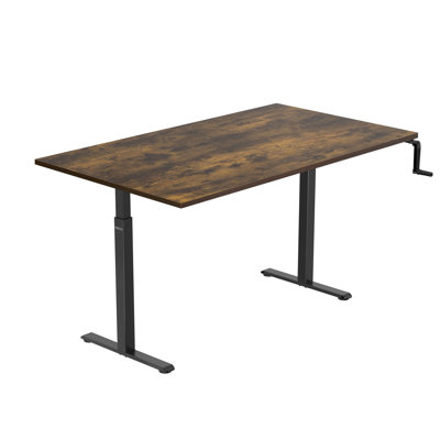 Hand Crank Standing Desk with 55" Tabletop - Black Base
