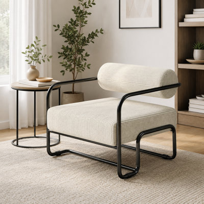 27" Modern Metal Frame Accent Chair, Comfortable Single Lounge Chair for Living Room, Bedroom, Balcony, and Small Spaces
