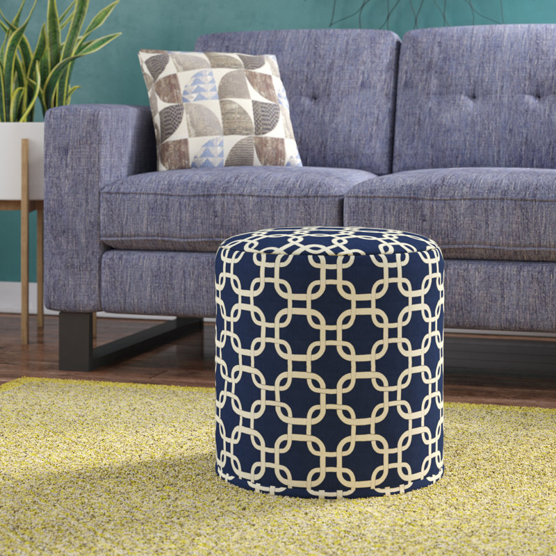 Roysum Upholstered Pouf, Navy Blue
