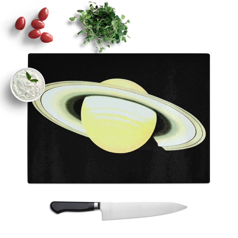 Tempered Glass Planet Saturn by E. L. Trouvelot Chopping Board, 39 cm W x 28.5 cm L