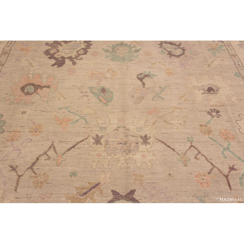 Tapis décoratif Oushak turc moderne unique de couleur pastel
