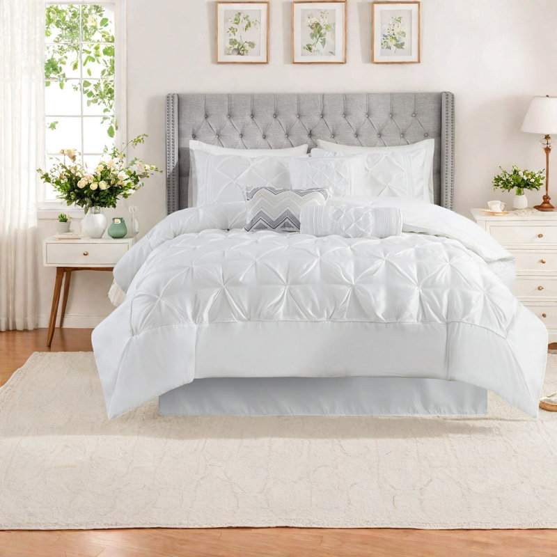 Elegant 7-piece Bedding Sets, 100% Polyester Comforter With Tufted Design For Home