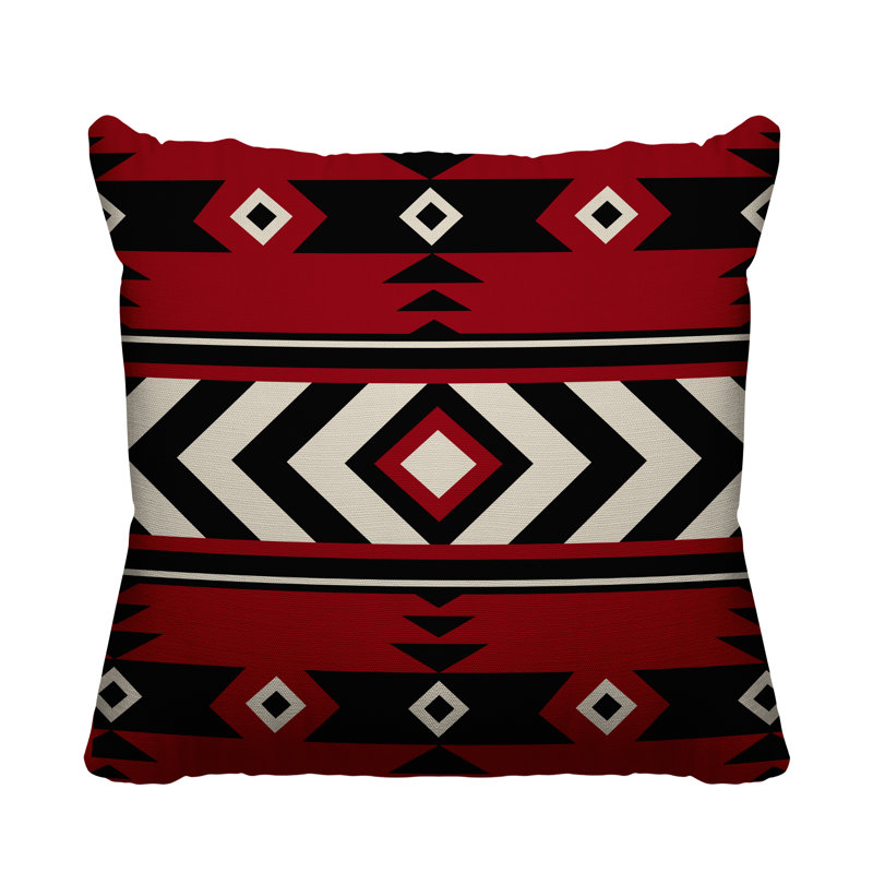 Coussin intérieur / extérieur Fika Southwestern, L 19 po x H 19 po, Rouge