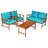 Acacia Wood 4 - Person Patio Conversation Set with Cushions