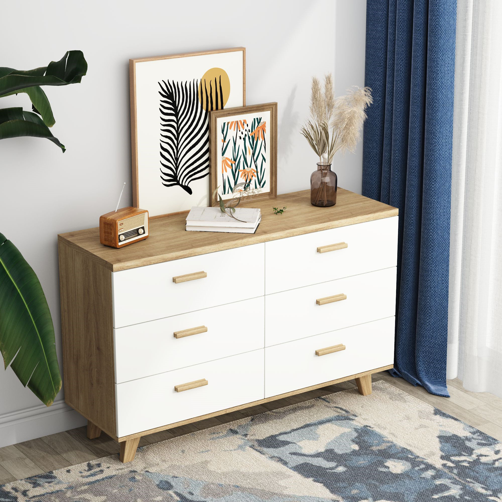 Segmart White 4 Drawer Dresser for Small Space, Wood Storage