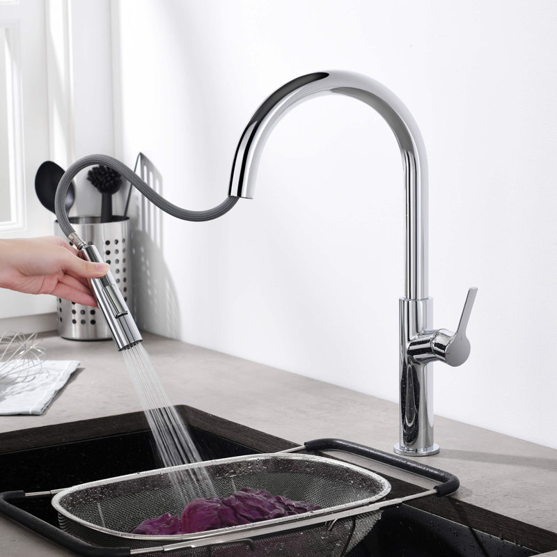 Robinet de cuisine KIBI Fusion avec distributeur de savon, Chrome