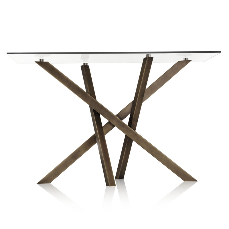 Goree 120cm Glass Top Console Table, Satin Gold