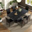 Ensemble de table de salle à manger moderne en grain de bois noir avec 6 chaises en polyuréthane pour la maison