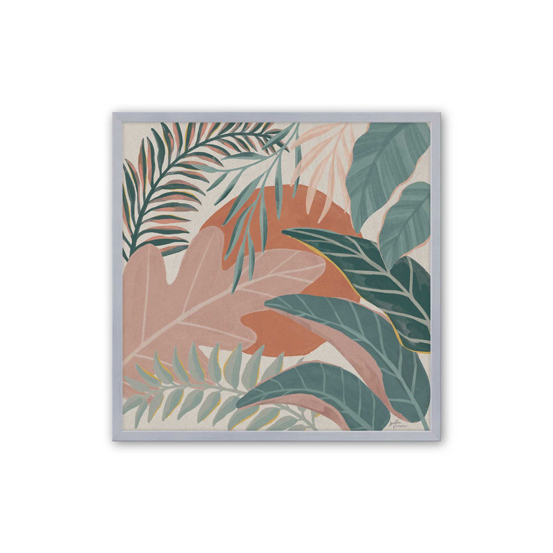 Feuilles tropicales I, H 21,75 po x l 21,75 po, Encadrement ouvert, chrome poli