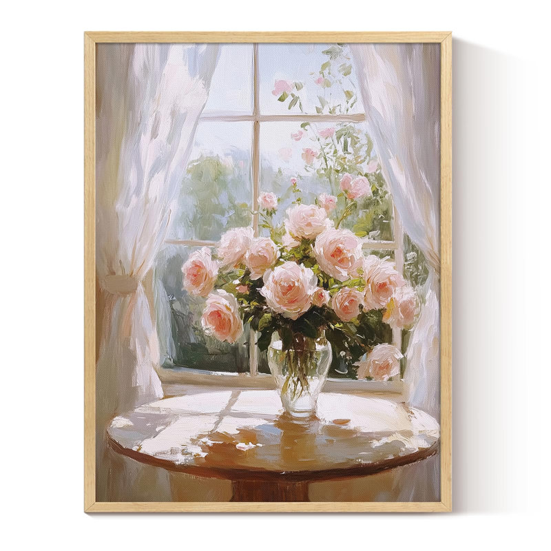 Art mural encadré en métal rose rose