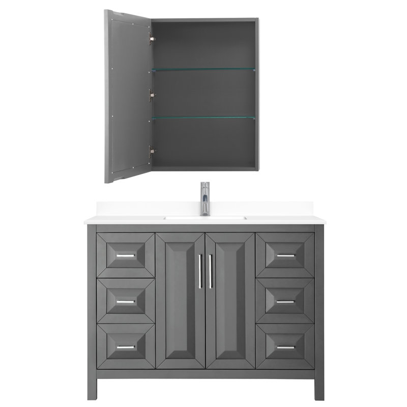 Daria 48'' W Single Vanity, Dark Gray, Polished Chrome