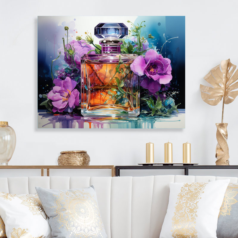 Parfum Vibrant Elegance IV - décoration murale mode en métal, H 12 po x l 20 po x P 1 po