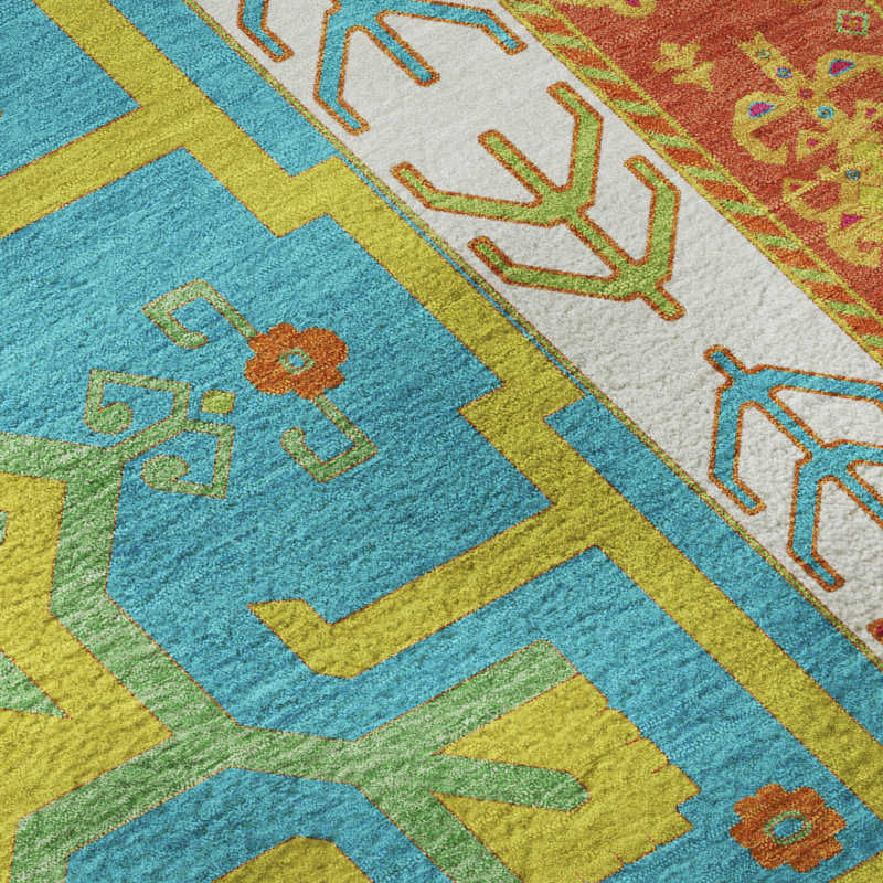 Premium Machine Washable Jahnke AMF1015 Aztec Rug, Rectangle 10' x 14'