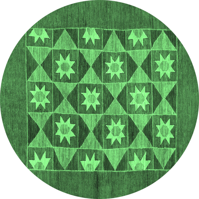 Lemaj Washable Geometric Indoor Rug, Round 4'
