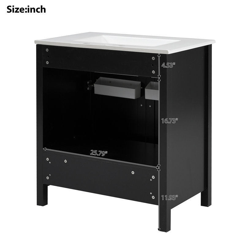 Meuble-lavabo de 30 pouces avec lavabo en céramique et beaucoup de rangement - le choix parfait pour les petites salles de bain